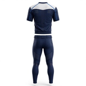 Conjunto de Uniforme de Fútbol Americano Azul Rey y Blanco para Hombre, Cuello en V, Sin Mangas, Ajustado, Transpirable, de Poliéster, para Todas las Temporadas - Product Image 2