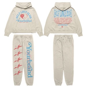 Custom 400 Gsm Zipper <b>Tracksuit</b> with Acid Wash Distressed Embroidery Baggy Trouser and Hoodie Set Unisex Flared <b>Tracksuit</b> - Product Image 1