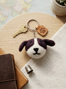 Handcrafted Needle Felted Dog Keychain Eco-Friendly Wool felted Animal <b>Bag</b> <b>Charm</b> Custom Miniature Pet keyring Sustainable gifts - Product Image 3