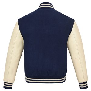 Blouson universitaire homme en laine et cuir, personnalisable avec logo imprimé, patchwork brodé, style streetwear, soldes, faible MOQ - Product Image 2