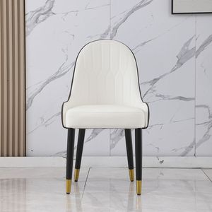 Sedia da Scrivania Moderna in Pelle PU Nera con Gambe e Schienale in Metallo per Soggiorno e Sala da Pranzo, Set da 2 Pezzi - Product Image 2