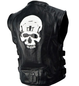 Chalecos de Motocicleta de Cuero Genuino Negro para Hombre, Transpirables, a la Moda, de Buena Calidad - Product Image 6