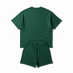 Men's Green Two-Piece <b>Set</b> Crew Neck T-Shirt Shorts Breathable Letter Print Casual Summer Wear Men's Oversized Streetwear <b>Set</b> - Product Image 4