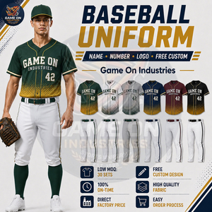 Ensemble assorti de vêtements de sport pour hommes : maillot boutonné et pantalon à passepoil, uniformes de baseball personnalisés par sublimation – Fournisseur de qualité - Product Image 3