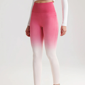 Customized Summer Knitted Breathable Seamless Push <b>Leggings</b> <b>Butt</b> <b>Lifting</b> Yoga Pants Solid Color Gym Fitness Women High Waist - Product Image 5