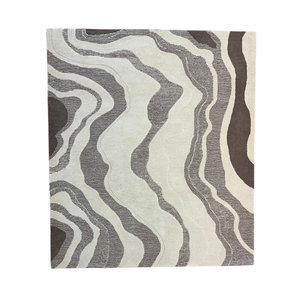 Alfombra Moderna de Lana Orgánica con Diseño de Ondas, Hecha a Mano, de Alta Densidad, con Pelo Cortado y Bucle, Abstracta - Product Image 4