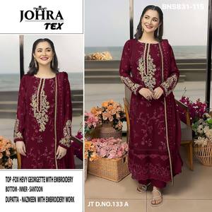 Conjunto de Salwar-Kameez y Dupatta de Georgette Sintética de Alta Calidad con Bordado, en Colores Impresionantes, Proveedor de Ropa Étnica de Surat - Product Image 4