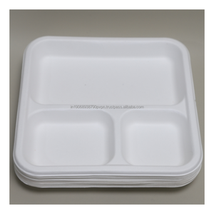 Best Price <b>Disposable</b> Eco-Friendly Bagasse Square Meal <b>Plate</b> Durable Microwave Safe Customizable Bulk Packaging for Party Food - Product Image 1