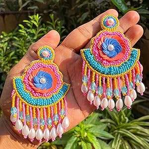 Boucles d'oreilles brodées en forme de cœur, personnalisées, multi-perles, pour femmes, bijoux de fête, au meilleur prix. - Product Image 5