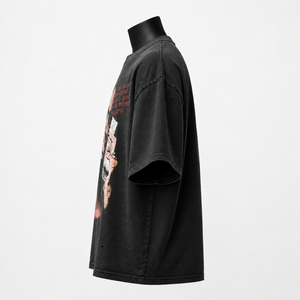 เสื้อยืดโอเวอร์ไซส์ลายกราฟิกสไตล์วินเทจสำหรับผู้ชาย ผ้าฝ้าย ลุคสตรีทแวร์ ล้างสีแบบแอซิดวอช รับผลิตแบบ OEM ODM - Product Image 5