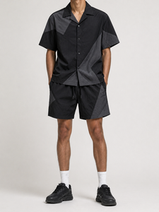 Men Twin Set Waffle Knit Acid Washed Tee Shorts Textured Summer Co Ord Breathable Comfort Silk Screen Printed Custom Colors - Product Image 1