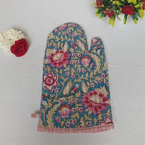 Manoplas de horno acolchadas de algodón impresas con bloque de mano Reversible ligero, borde de tubería, forma cuadrada, respetuoso con el medio ambiente, duradero, Apto para lavavajillas, hogar - Product Image 3