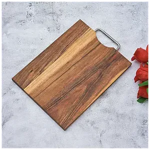 Tabla de Cortar de Madera con Mango de Metal, Tabla de Cocina Resistente para Carne, Verduras y Frutas, Esencial para Cocinar con Estilo - Product Image 2