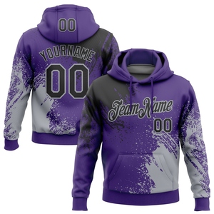 Sudadera con Capucha Deportiva, Diseño Abstracto 3D con Trazos de Pincel, Color Morado, Negro y Gris, Personalizada y Cosida, Venta Directa de Fábrica - Product Image 1