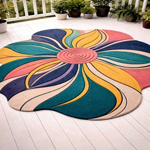 Modern Floral Shape Rug Soft Hand Tufted Rug <b>Carpet</b> Anti Slip Area Rug for Living Room Bedroom Kids Room Home Decorative <b>Carpet</b> - Product Image 2