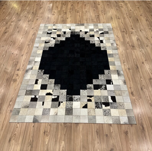 Alfombras Cuadradas de Cuero Vacuno con Diseño de Patchwork, Alfombras de Cuero Natural Hechas a Mano para Decoración de Sala de Estar, Venta al Por Mayor, OEM, ODM - Product Image 5
