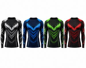 Camiseta Deportiva de Compresión para Hombre, Diseño Atractivo y Energético, Manga Larga, Cuello Redondo, Poliéster/Nailon, Secado Rápido, Antibacteriana - Product Image 6