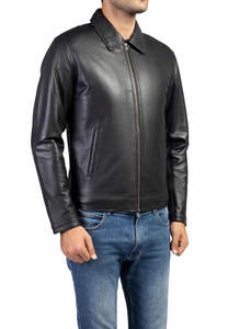 Chaqueta de Cuero para Hombre, Estilo Motero, Casual, Deportiva, con Cuello Alto, Impermeable, Transpirable, de Piel de Oveja - Product Image 6