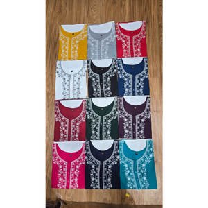 Haut court élégant pour femmes, style Chikankari, en rayonne brodée, design Kurti, vêtement tendance pour les fêtes d'été, style décontracté - Product Image 4