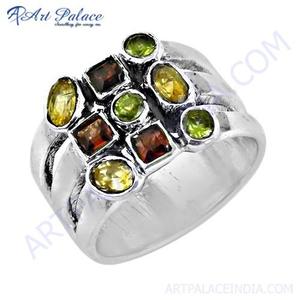 Wholesale Citrine & Garnet & <b>Peridot</b> Gemstone Silver <b>Ring</b> - Product Image 1