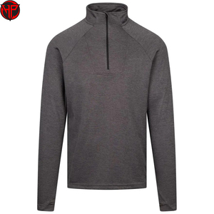 T-shirt unisexe à col montant, fermeture éclair quart de tour, maille unie, manches longues, séchage rapide, pour le sport et la course, 100 % polyester - Product Image 4