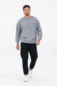 Oneten <b>Men's</b> <b>Grey</b> Crewneck Long Sleeve Loose Fit 100% Polyester Printed Casual Pullover <b>Sweatshirt</b> for Spring - Product Image 3