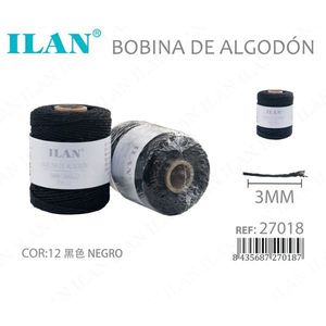 ด้ายเย็บผ้าสีดำขนาด 3 มม. ยี่ห้อ ILAN Cotton Cord Spool - Product Image 3