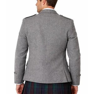 Top Selling Men's <b>Light</b> Grey Wool Argyle Kilt <b>Jacket</b> And 5 Button Vest Wedding Kilts <b>Jacket</b> OEM ODM - Product Image 2