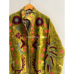 Boho Chic Style Handmade <b>Velvet</b> <b>Jacket</b> Coat Floral Embroidered <b>Jacket</b> With Inside Cotton Lining - Product Image 4