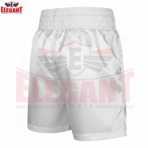 Shorts de boxe blancs de qualité supérieure en polyester respirant avec empiècements latéraux en mesh pour l'entraînement de boxe en automne – Vente en gros - Product Image 2