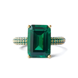 Bague en or 18 carats avec émeraude taille émeraude, classique, pour femme - Product Image 1
