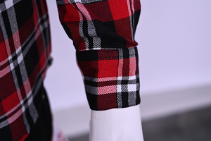 Wholesale Custom Men's Red Black Plaid Hooded <b>Flannel</b> Shirt <b>Jacket</b> Snap Button Casual Streetwear Shacket - Product Image 6