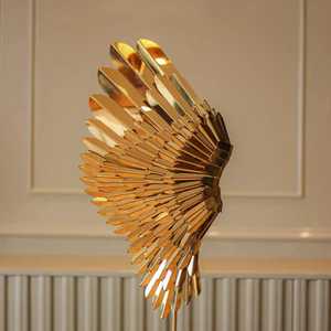 Golden Angel Wing Sculpture Handmade Metal Art Decor Contemporary Tabletop Display for Living Room Home Decoration - Product Image 3