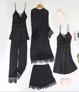 ชุดนอนผู้หญิง 4 ชิ้น คุณภาพสูง เนื้อผ้านุ่ม น้ำหนักเบา ทรงคลาสสิก สวมใส่สบาย สีสันตามสั่ง - Product Image 2