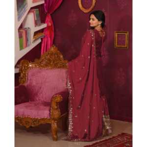 Traje de Chinon bordado de ropa tradicional china de diseñador con trabajo bordado de secuencia - Product Image 6