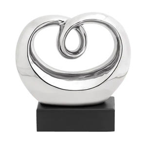 Sculpture décorative en Polystone d'argent avec Base en marbre pour salon, chambre à coucher et décoration intérieure Standard - Product Image 5