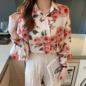Camisas de Moda con Estampado Floral para Mujer, Blusas de Manga Larga para Primavera y Otoño 2026, Estilo Coreano, Blusas Mujer - Product Image 2