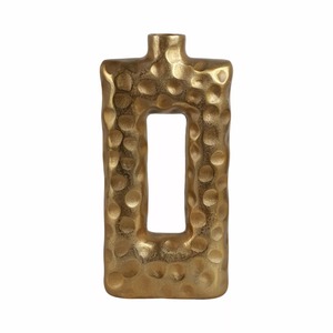Vase de sol artisanal Contour avec texture côtelée, finition dorée contemporaine, 12,5 pouces de hauteur, pièce d'art décorative - Product Image 4