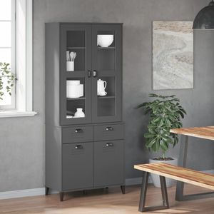Charcoal <b>Grey</b> Highboard <b>Sideboard</b> 5 Ft Storage <b>Modern</b> Design Home Decor Furniture - Product Image 4