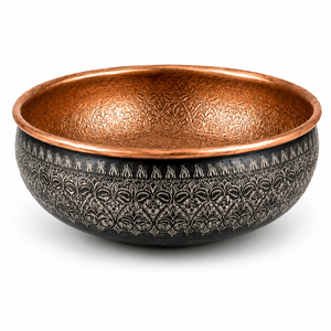 Handcrafted Dual Tone Copper Vessel Wash <b>Basin</b> <b>Round</b> Luxury Countertop Bathroom Sink Embossed Designer <b>Basin</b> for Home and Hotel - Product Image 1