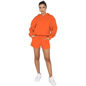 Spring 2025 Women's Long Sleeve round Neck T-Shirt High Waist <b>Short</b> Pants Basic Sportswear Set Solid Color Casual Fitness Outfit - Product Image 2