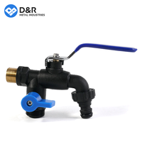 Robinet d'eau en nylon à double sortie D&R à prix d'usine (BCP6955-M15-BBNO) - DN15 1/2\" Noyau en laiton et poignée en acier