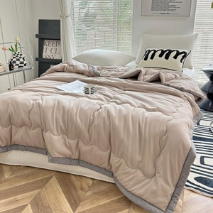 Couette en microfibre grise douce, garnissage en polyester matelassé, ensemble de literie plié pour la maison, 4 pièces, style moderne, lavable en machine - Product Image 5