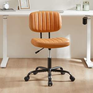 SWEETCRISPY Small Home Office PU Leather <b>Chair</b> Low Back Task <b>Chair</b> <b>with</b> <b>Wheels</b> - Product Image 1