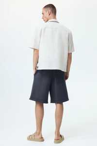 Shorts de sport pour homme en coton uni avec cordon de serrage à la taille, poches, taille mi-haute, style décontracté - Product Image 5