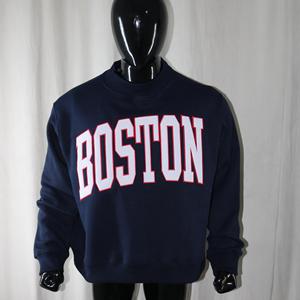 Sweat-shirt à capuche bleu marine BOSTON avec broderie appliquée blanche 100% coton Hiver URBAN PRODUCTIONS - Product Image 1