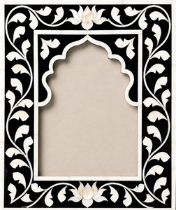 Luxury <b>Black</b> Bone Inlay Photo <b>Frame</b> Handmade Floral Bone Mosaic Picture <b>Frame</b> Decorative Tabletop Display <b>Frame</b> Mughal Design - Product Image 5