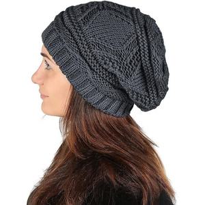 New Fashionable Satin Lined Beanie for Women Winter Hat <b>Cable</b> Knit Slouchy Beanie Skull Warm Cap Knitted Hats - Product Image 3