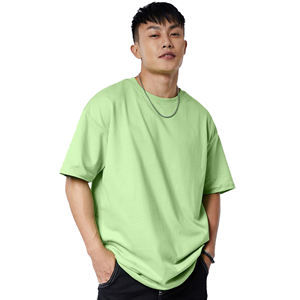 T-shirt pour homme en vert clair uni, col rond, manches courtes, respirant, décontracté, à porter en été - Product Image 1