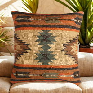KRAFTERS Alfombra de Yute y Lana Tejida a Mano, Ecológica, con Diseño Geométrico a Rayas, para Sofá, Cojines, Todos los Tamaños, para el Hogar, Gran Venta - Product Image 2